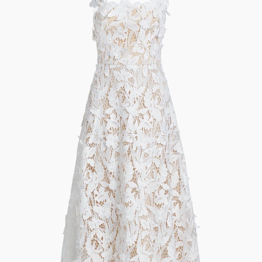 Elegant Marchese Notte Guipure A line Lace dress. Bridal Rehearsal Bride Wedding - Picture 3 of 3